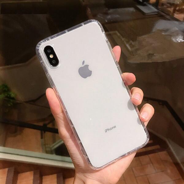 

1pc Solid iPhone Case, Clear