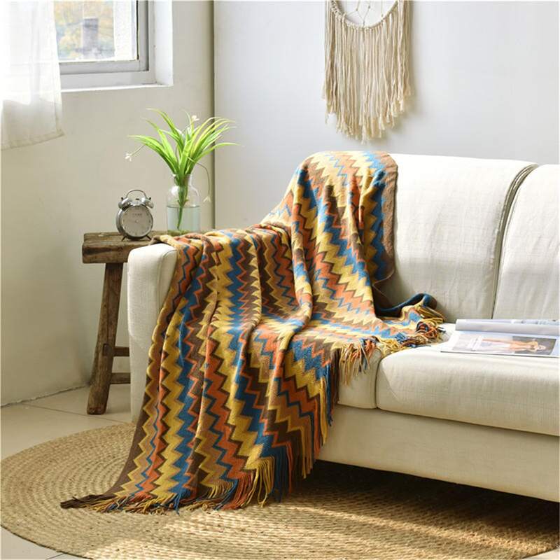 

1pc Chevron Pattern Blanket, Multicolor