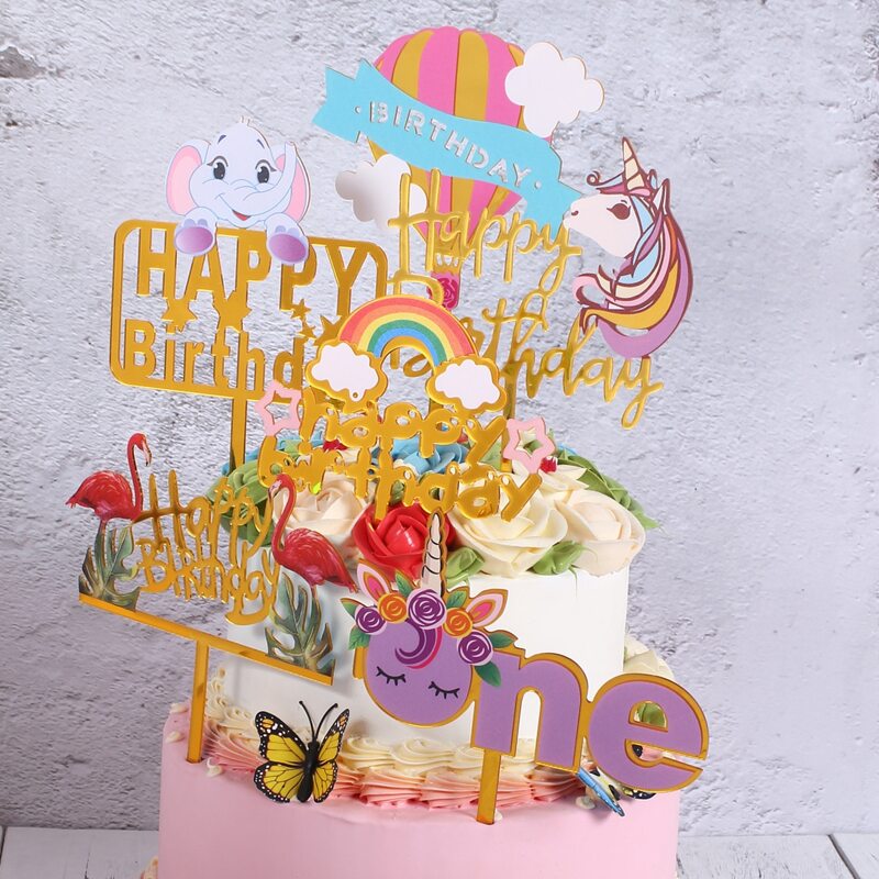 

1pc Birthday Cake Topper, Gold