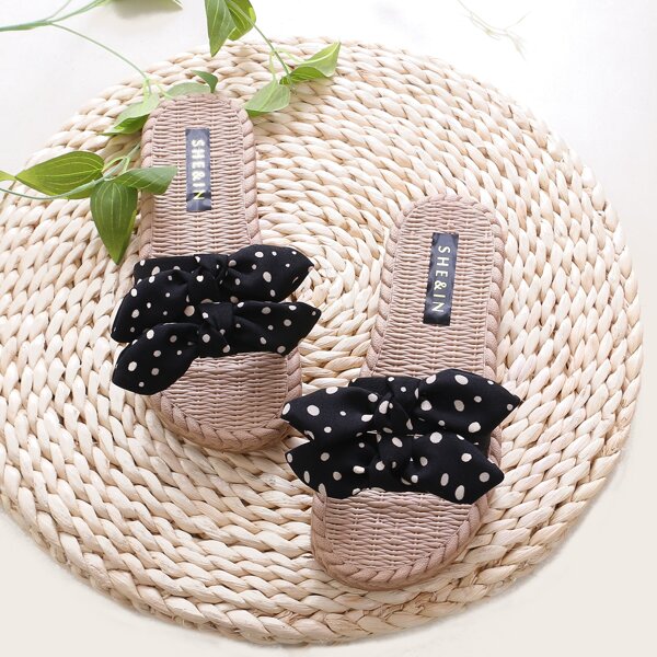 

Тапочки в горошек с бантом, Чёрный