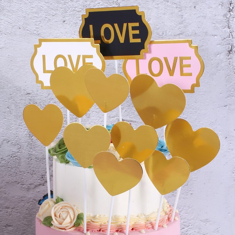 

4pcs Love Design Cake Topper, Multicolor