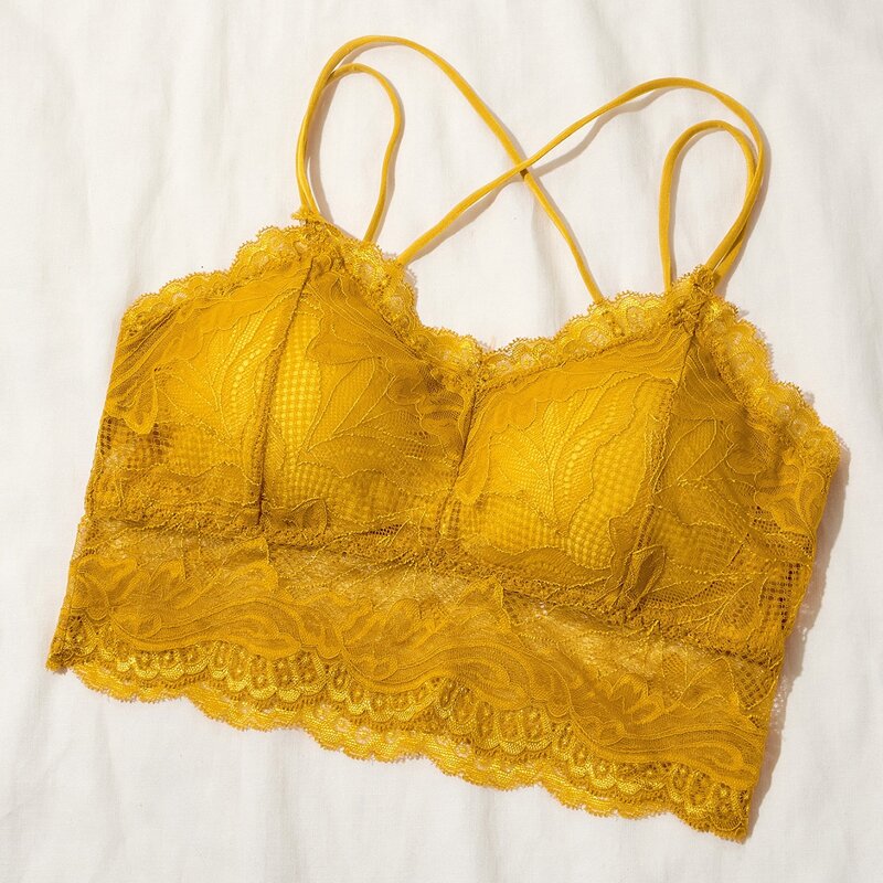 

Lace Longline Bralette, Mustard yellow