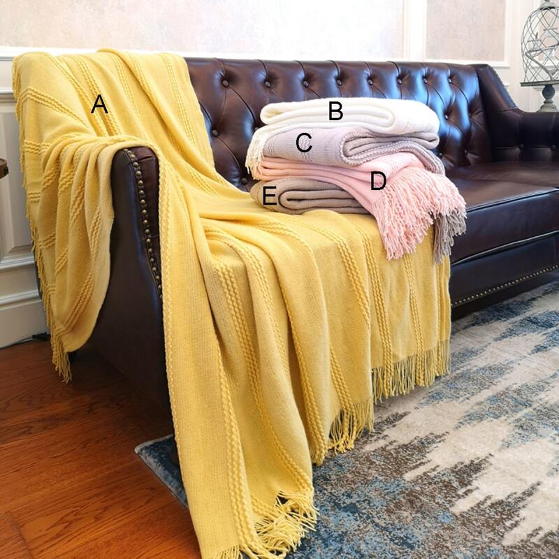 

1pc Solid Knitted Blanket, Multicolor