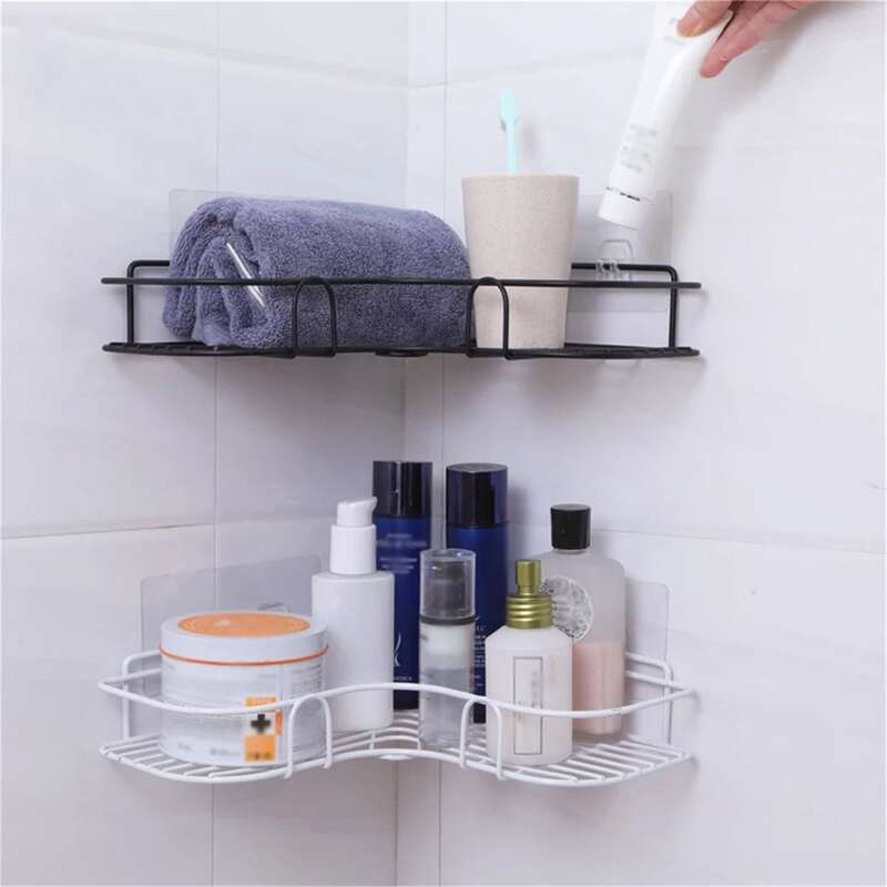 

1pc Iron Storage Rack, Black and white