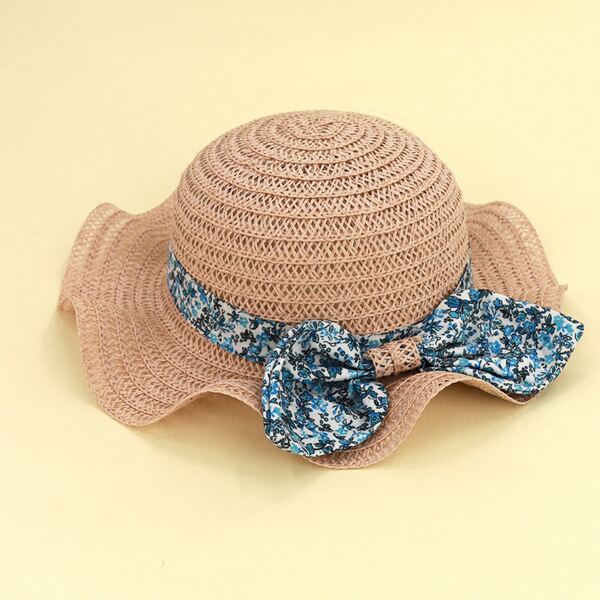 

Toddler Girls Bow Decor Straw Hat, Khaki
