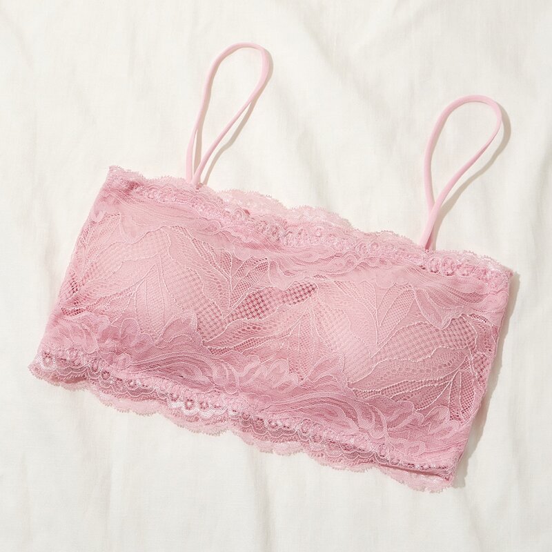 

Thin Strap Pink Lace Bralette