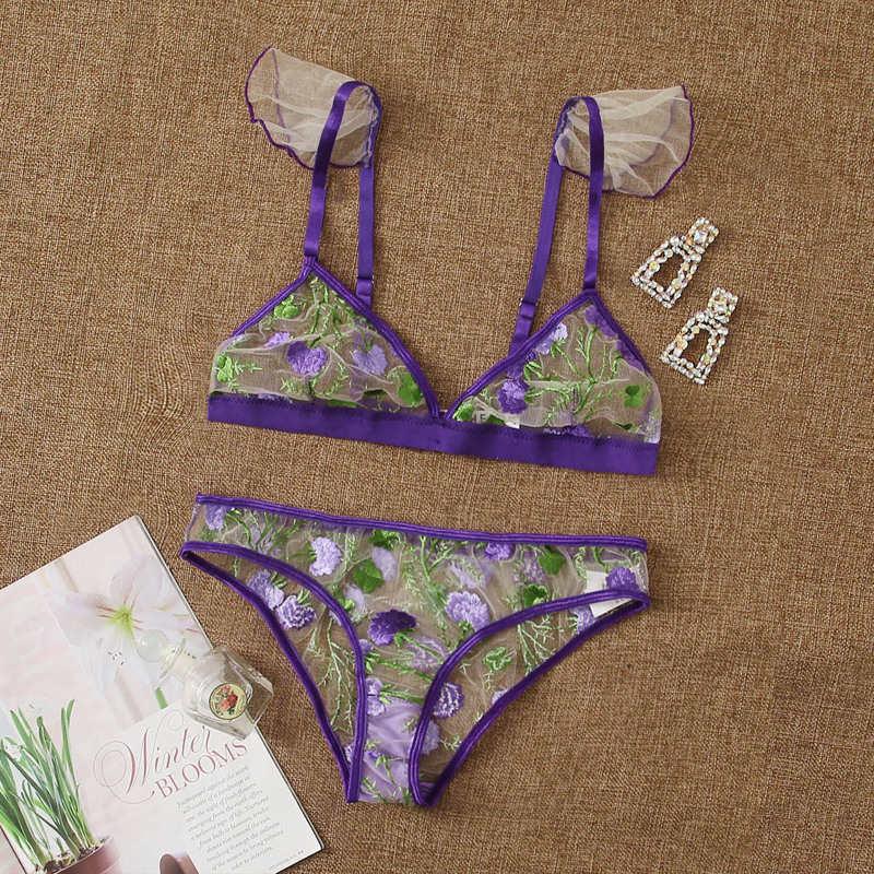 

Floral Embroidery Lingerie Set, Multicolor