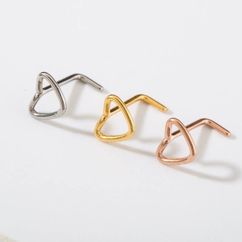 

3pcs Heart Design Nose Ring, Multicolor