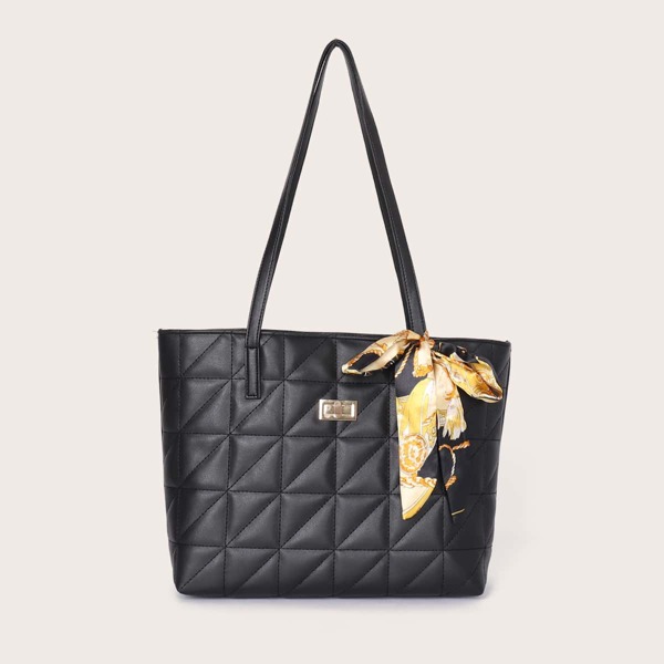 

Twilly Scarf Decor Tote Bag, Black