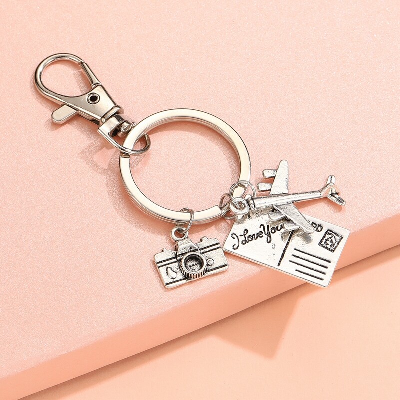 

Airplane Charm Keychain, Gold