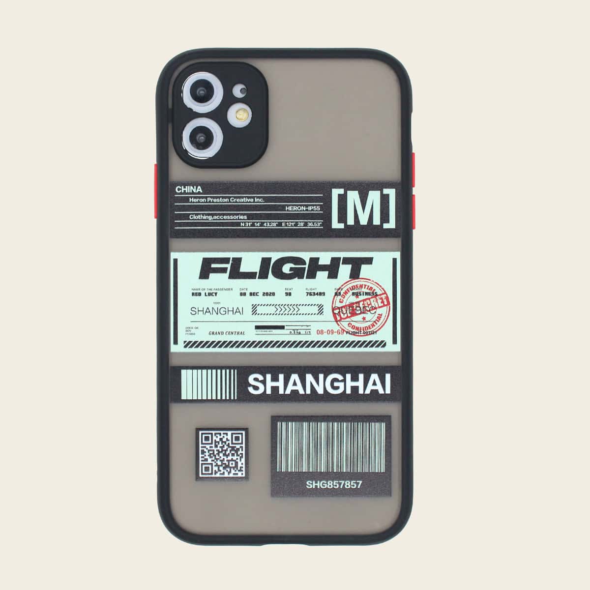 

1pc Air Ticket Print iPhone Case, Multicolor