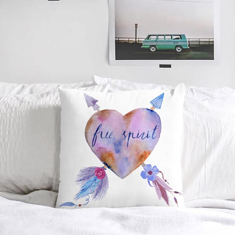 

Feather Print Cushion Cover Without Filler, Multicolor
