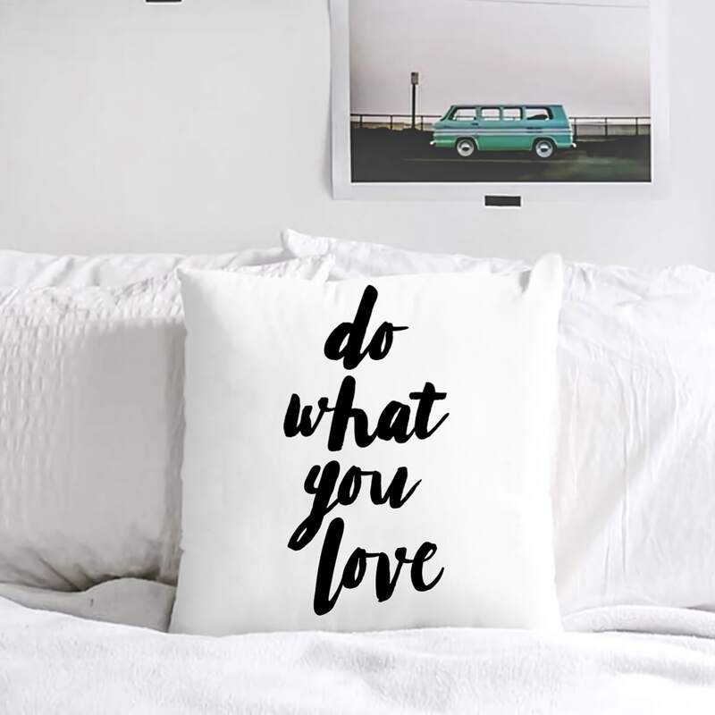 

Slogan Graphic Cushion Cover Without Filler, Black and white