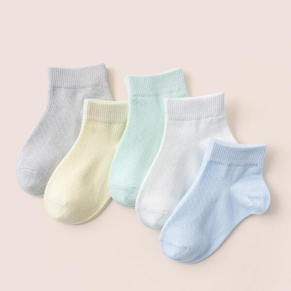 

5pairs Toddler Boys Solid Socks, Multicolor
