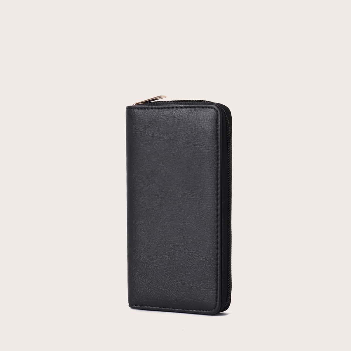 

Minimalist Zip Around Purse, Black