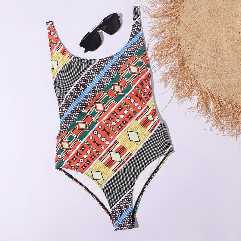 

Geo Print One Piece Swimsuit, Multicolor