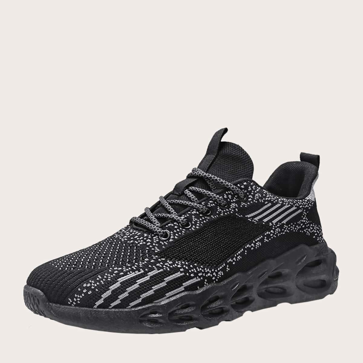 

Guys Lace-up Front Knit Sneakers, Black