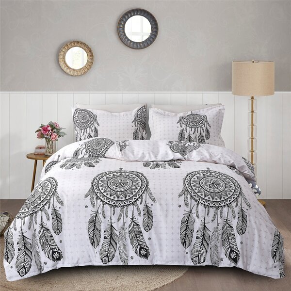 

Dreamcatcher Print Bedding Set Without Filler, Black and white