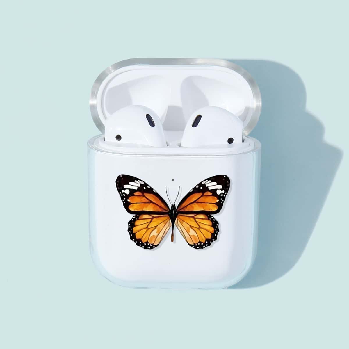 

1pc Butterfly Print AirPods Case, Clear