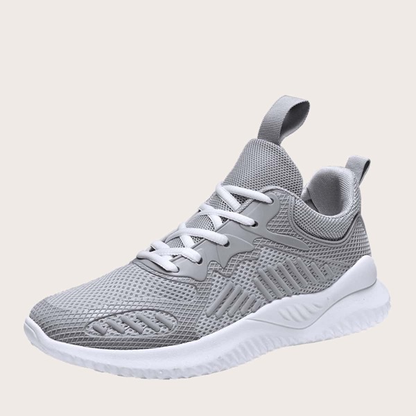 

Men Lace-up Front Mesh Panel Sneakers, Grey