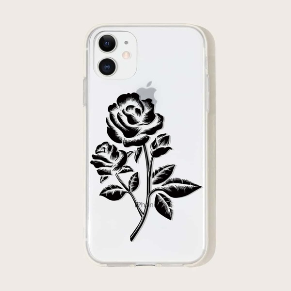 

Чехол для iPhone с цветочным принтом, Прозрачный