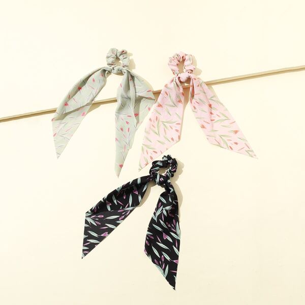 

3pcs Girls Color Block Scrunchie Scarf, Multicolor