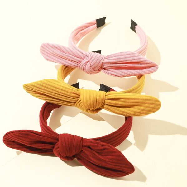 

3pcs Girls Knot Decor Hair Hoop, Multicolor