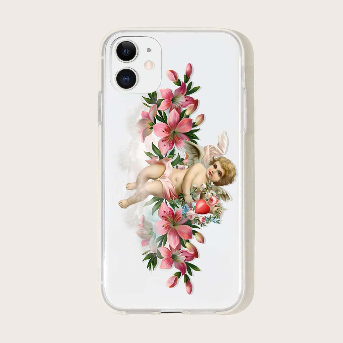 

1pc Angle Print iPhone Case, Multicolor