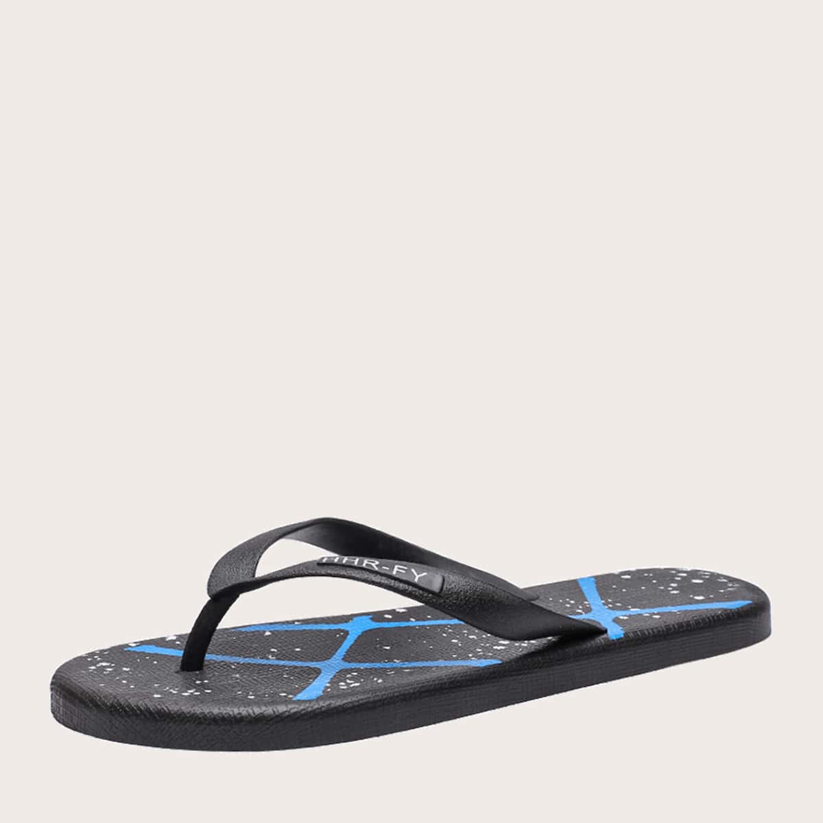

Guys Striped Graphic Flip Flops, Black