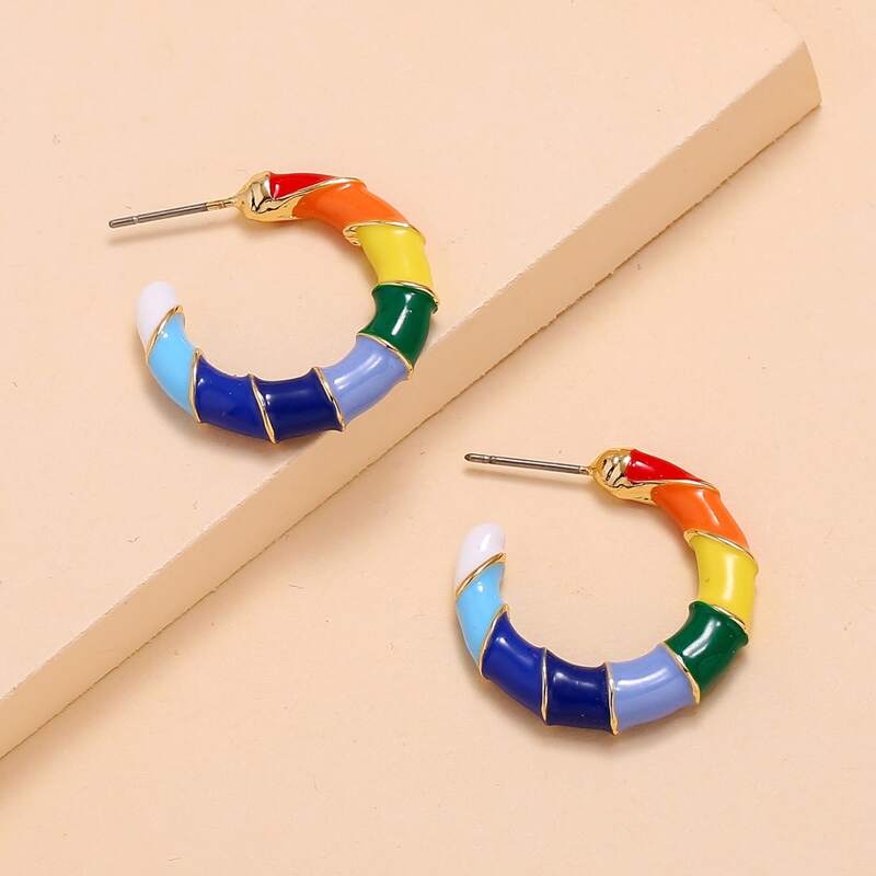 

Multicolored Hoop Earrings, Multicolor