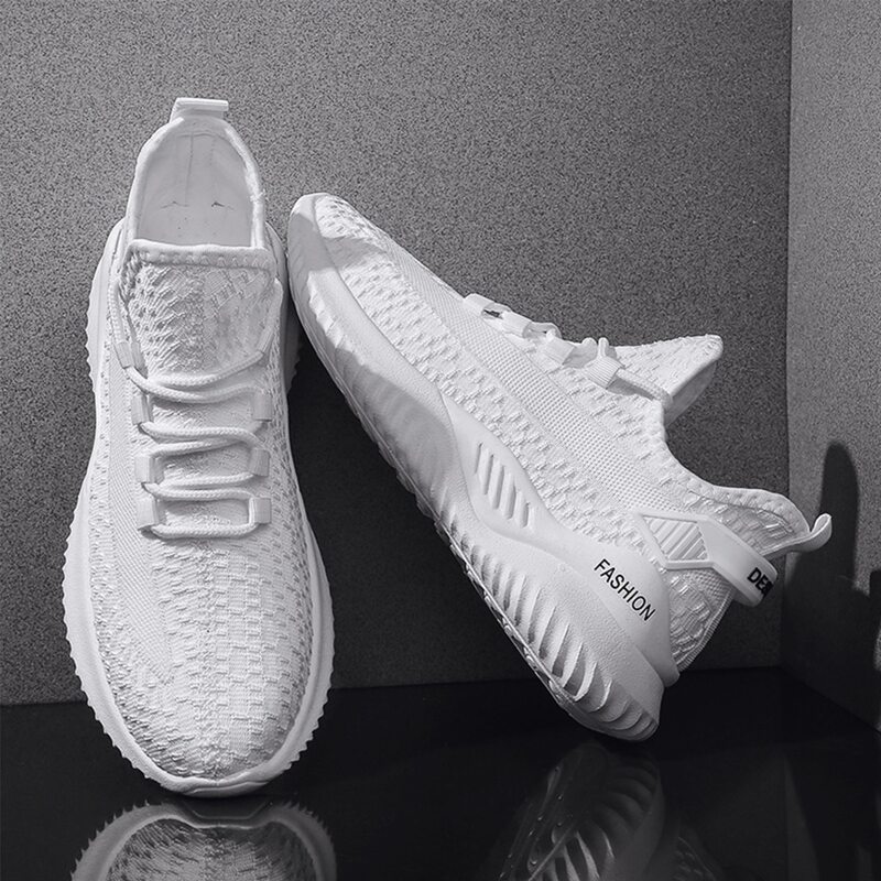 

Guys Lace-up Front Knit Sneakers, White