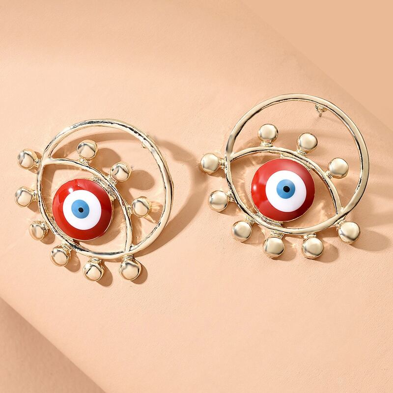 

Eye Decor Stud Earrings, Red