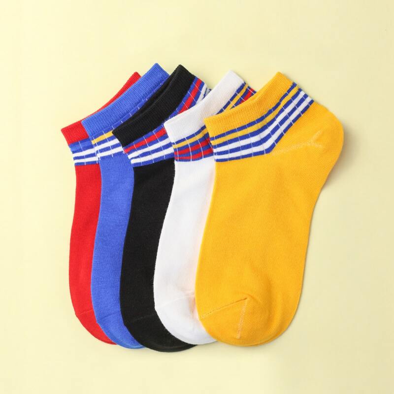 

5pairs Striped Pattern Socks, Multicolor