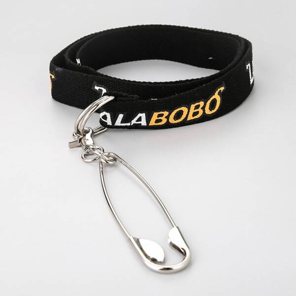 

Men Safety Pin Decor Belt, Black