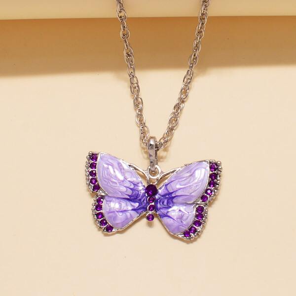 

Butterfly Charm Necklace, Purple