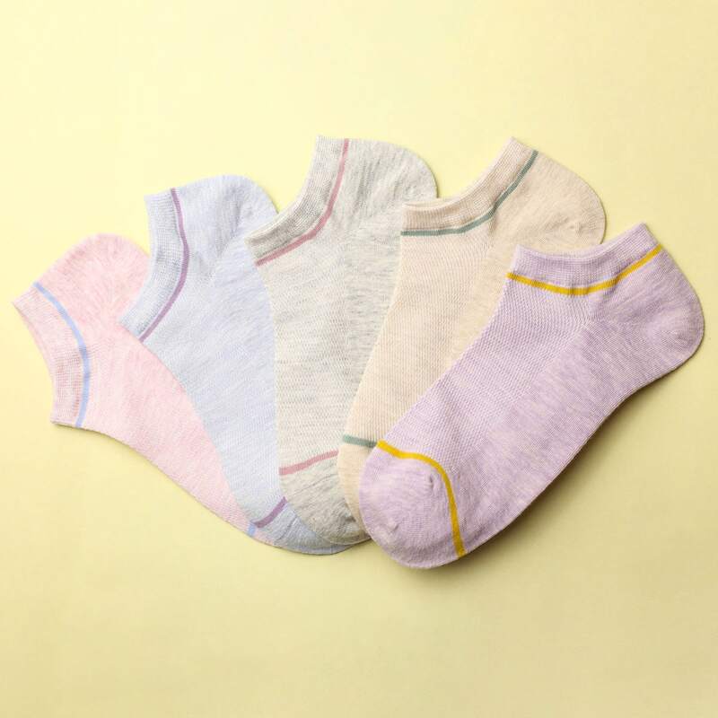 

5pairs Striped Detail Socks, Multicolor