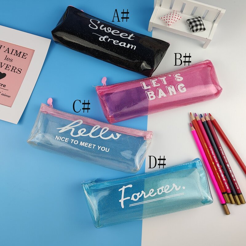 

1pc Slogan Graphic Pencil Case, Multicolor