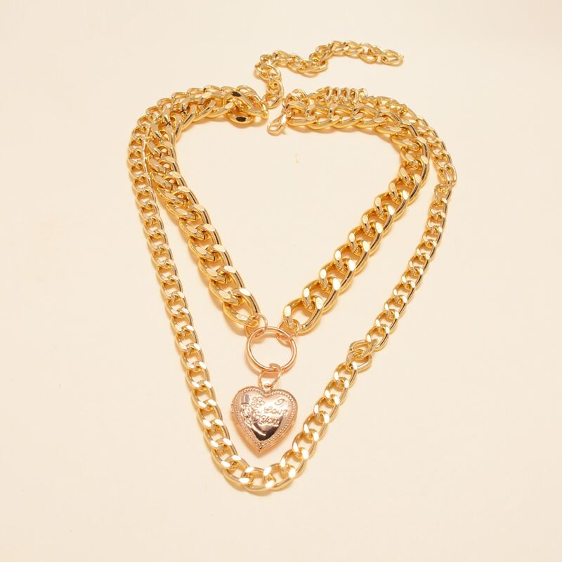 

Heart Layered Chain Necklace, Gold