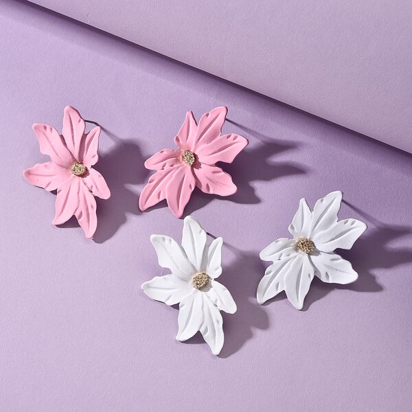 

2 пары серьги-гвоздики в форме цвета, Многоцветный