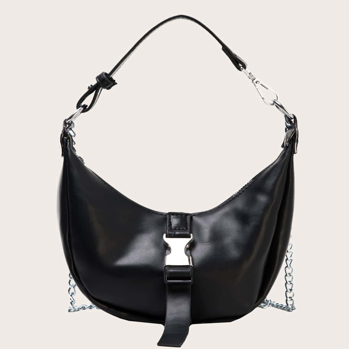 

Release Buckle Decor Tote Bag, Black