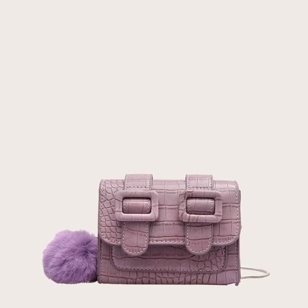 

Мини рельефная сумка через плечо с пряжкой, Пурпурный