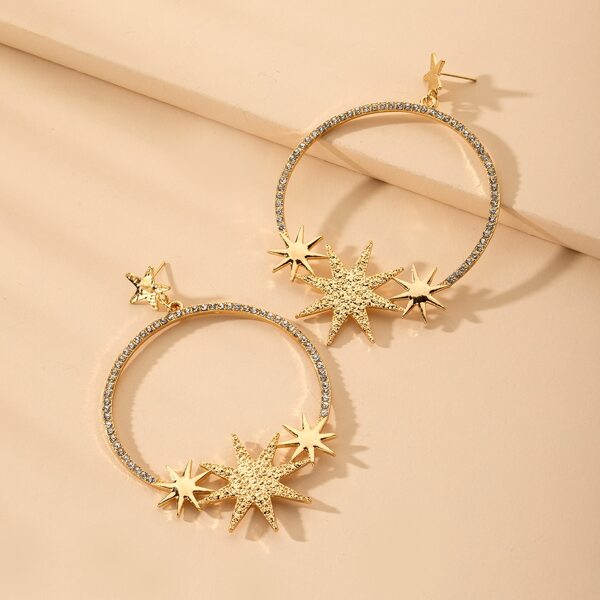 

Rhinestone Decor Drop Earrings, Gold