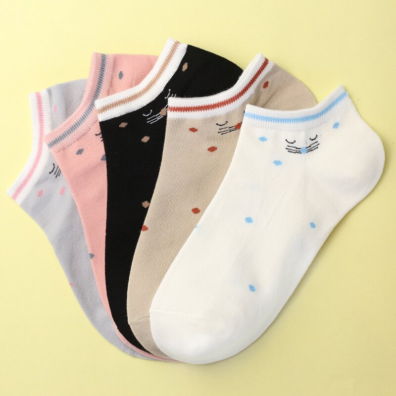

5pairs Polka Dot Socks, Multicolor