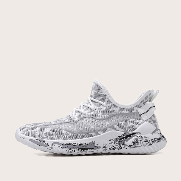 

Men Lace-up Front Knit Sneakers, Grey
