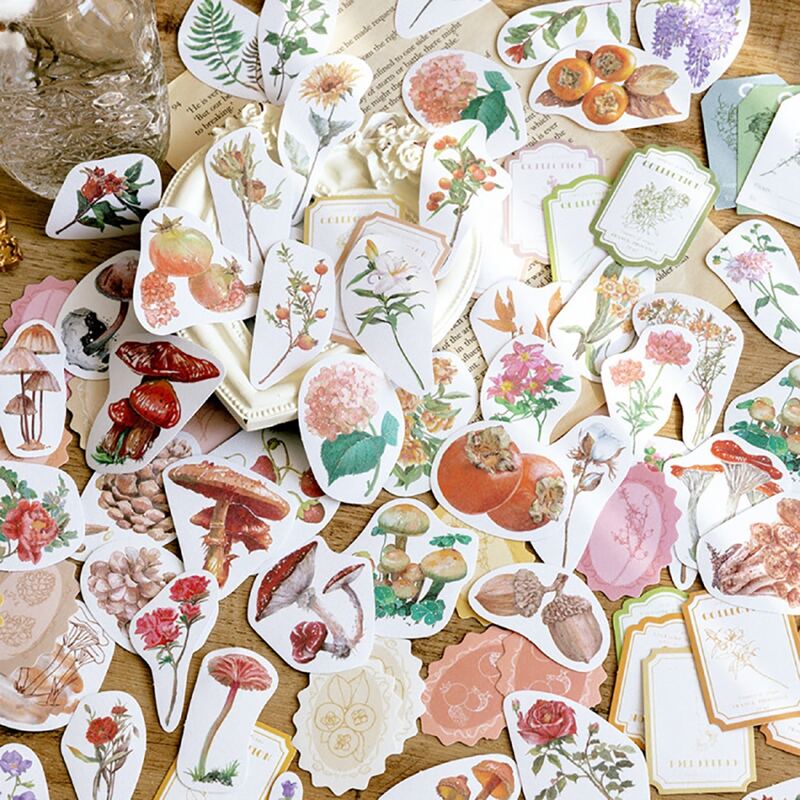 

40pcs Flower & Plants Print Sticker, Multicolor