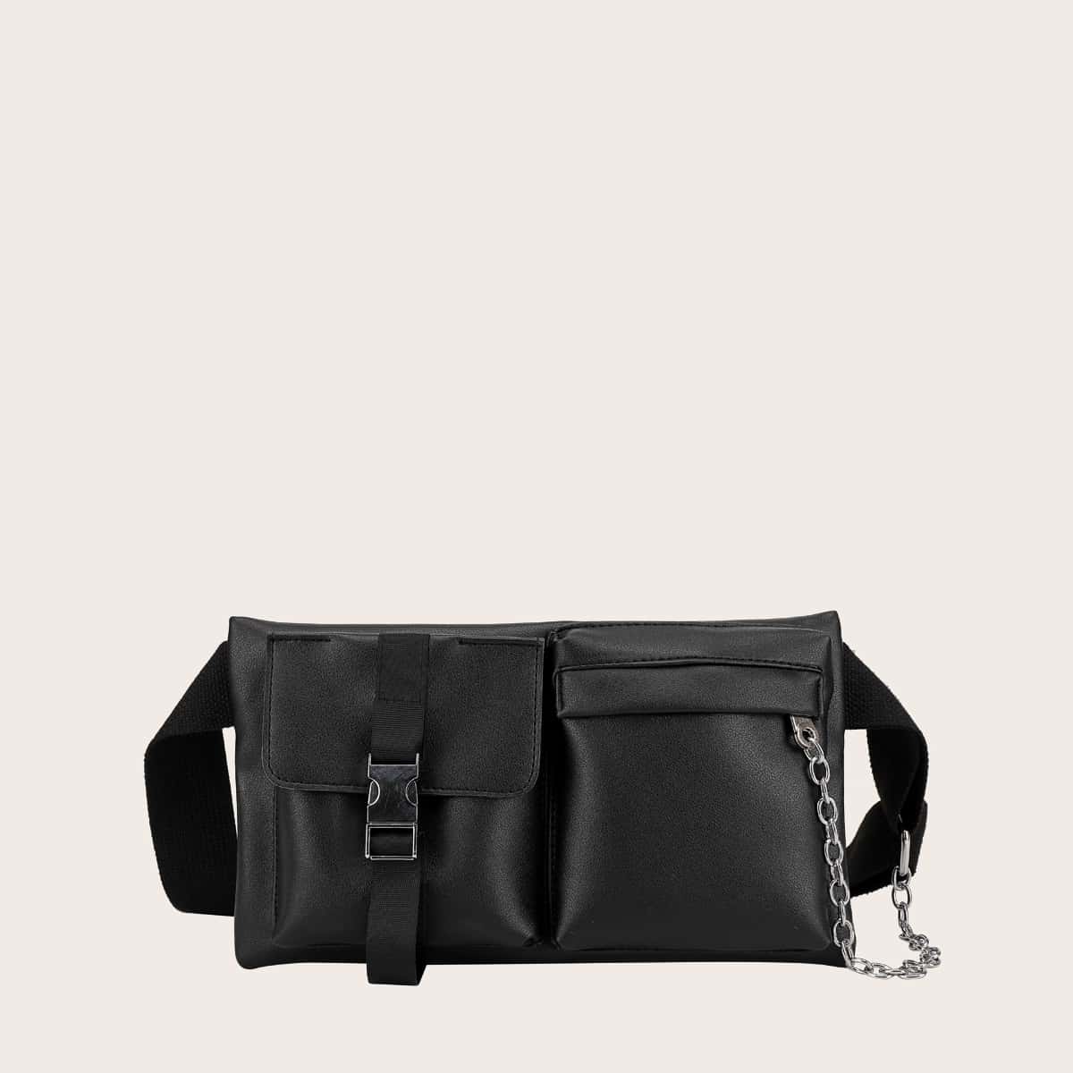

Pocket Front Fanny Pack, Black
