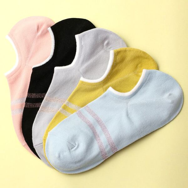 

5pairs Striped Pattern Socks, Multicolor