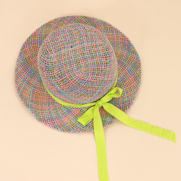 

Toddler Girls Bow Decor Straw Hat, Multicolor