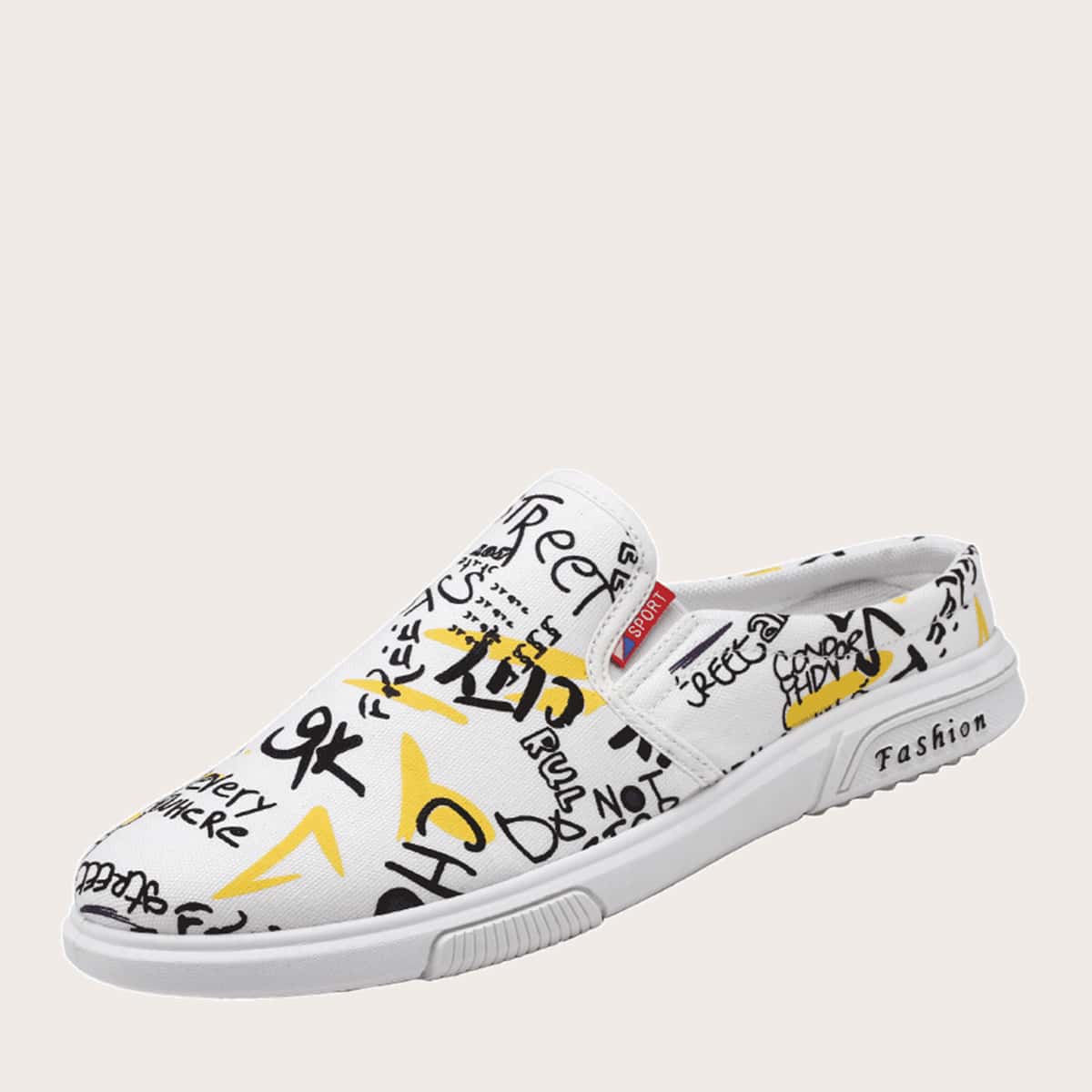

Guys Letter Graphic Loafer Mules, White