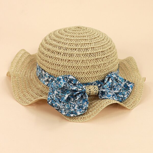 

Соломенная шляпа с бантом для девочек, Хаки